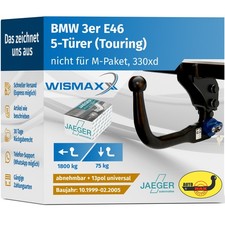 ANHÄNGERKUPPLUNG vert. abnehmbar für BMW 3er Touring E46 99-05 +13polig E-Satz