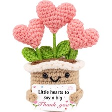 WITCOLOR Thank You Gifts for Women & Men – Mini Crochet Heart Flower with Pos...