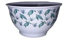 Melamine TURTLE Teal/White 9 1/2”Wx5”H Large Snacks,Salad,Fruit Serving Bowl NEW