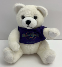 Hard Rock Cafe Los Angeles Teddy Bear Plush 8" Stuffed Animal Purple Shirt 1990