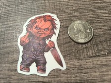 Chucky W Knife Giving the Middle Finger Sticker Halloween Horror Child's Play !!