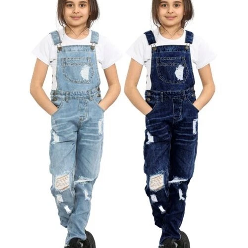 A2Z 4Kids Filles Salopette Jean Déchiré Combinaison Tout en Un 5-13 Ans - Photo 1/2