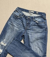 BKE Jeans Mens 34x32 Blue Nolan Straight Leg Jeans Denim Whiskered Distressed