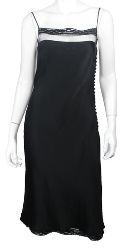 CHRISTIAN DIOR by JOHN GALLIANO 2000 Vintage Black Hammered Satin Slip Dress 42