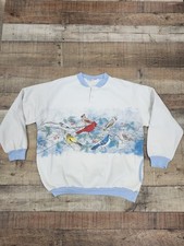 Vtg 90s Aop Cardinal Bird Sweatshirt Sz XL Pockets Greqt Shape