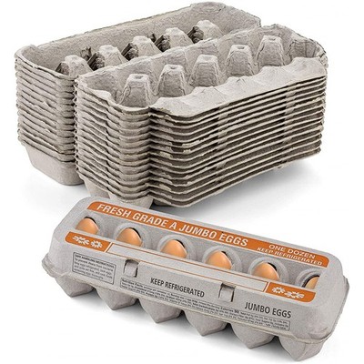 Natural Pulp Jumbo Egg Cartons 1 Dozen - Disposable Egg Storage Container (Pa...