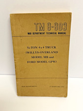 Original 1944 Tm 9-803 14 Ton 4x4 Truck Manual Willys Overland Jeep Mbford Gpw