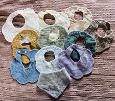 11 Infant Muti-Color Cotton Bibs with Adjustable Snap Closure