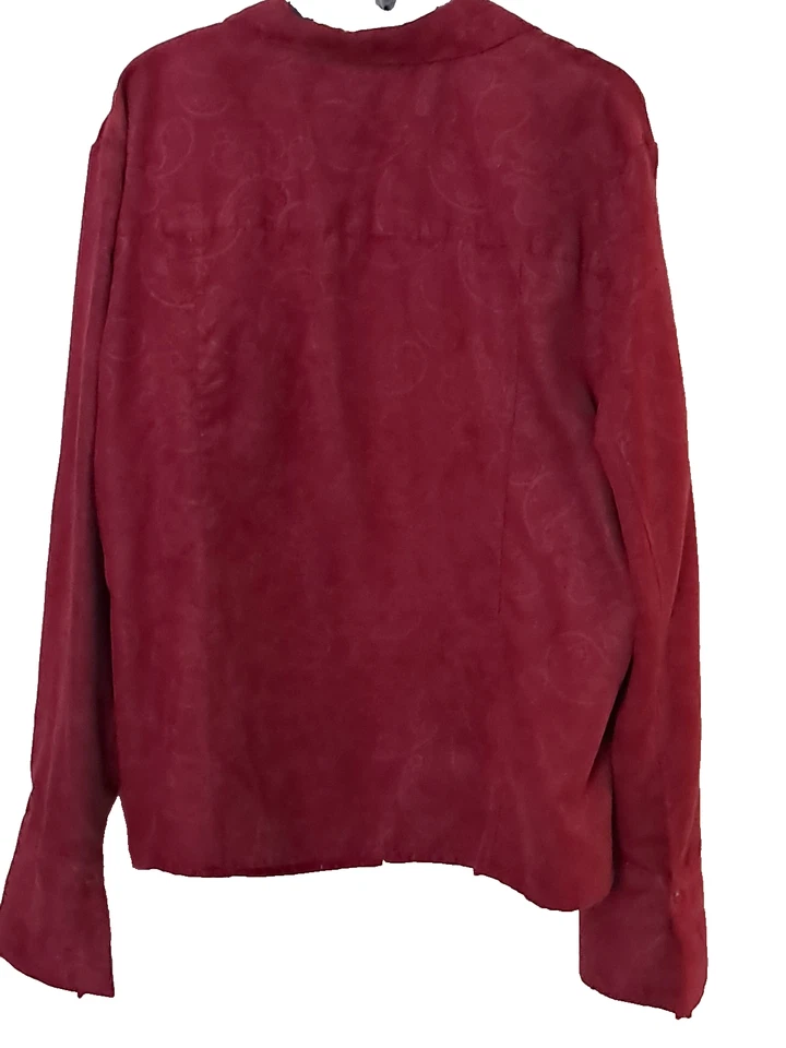 Croft & Barrow Mujer Top Chaqueta Imitación Gamuza Cremallera Completa Elastizada Chaqueta 2X Borgoña Foto 4 de 4