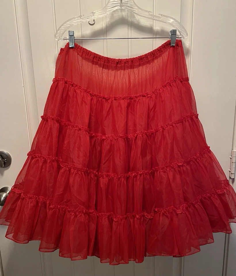 Saia anágua feminina grande vermelha com babado crinolina Whimsey Fairy Square Dancer - Imagem 2 de 4