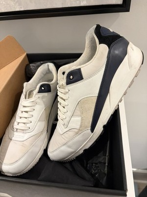 Saint Laurent Bump Men's Size 8 White Leather BlueLace Closure Low Top Sneaker