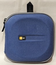 Case Logic Blue Portable CD DVD Wallet Binder Rigid Shell 24 Capacity Zip Up