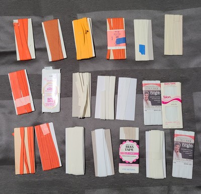 Lot of Various Vintage Bias Tape Different Colors, Sizes, Styles and Scraps