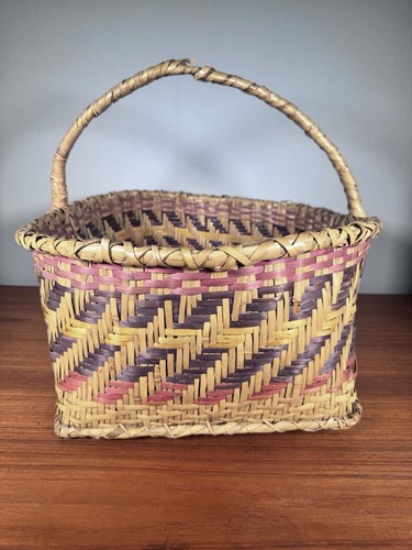 Vintage Choctaw Indian Handled Basket Swamp River Cane Primitive Mississippi - Picture 10 of 11