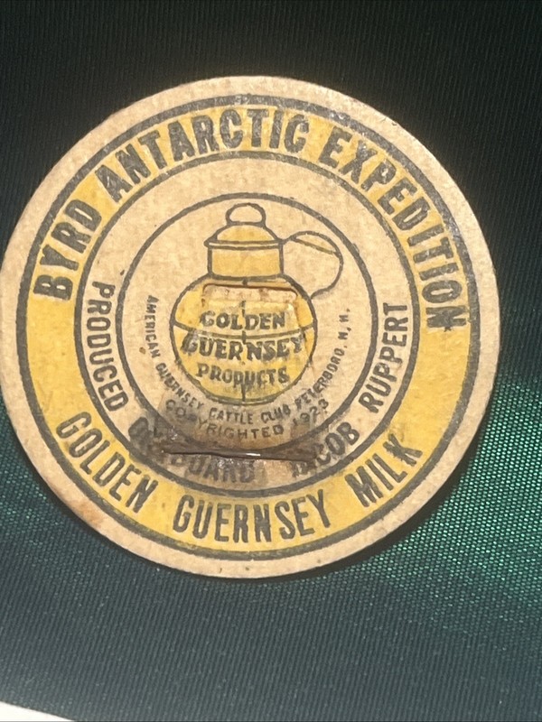Byrd Antarctic Expedition Vintage Milk Cap Golden Guernsey Milk Extremely Rare