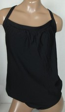 LANDS END Black Tummy Control Blouson One Piece Swimsuit Womens 8 NEW