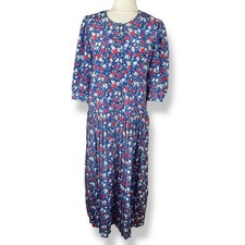 Vintage Breli Dress Womens Size 10 Union Made in USA 80s Floral Americana Retro