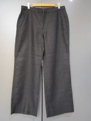 Marina Rinaldi Leinenhose Schwarz Elastischer Bund Weites Bein Gr 46 P9-152 - Bild 1 von 4