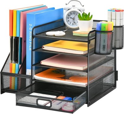 Büro Schreibtisch Organizer mit 5 Ebenen Briefablage und Stiftehalter