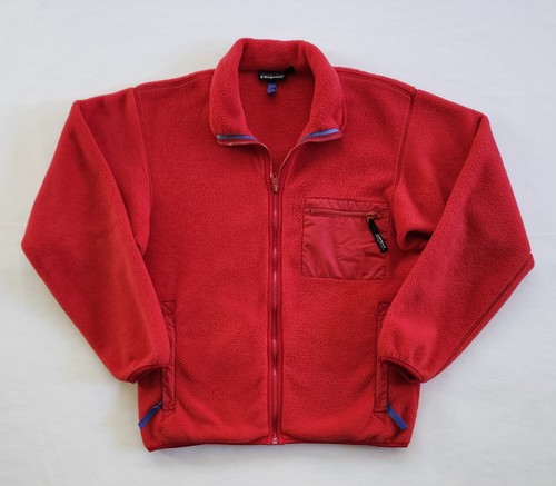 Patagonia, VTG 1989 Patagonia Synchilla Fleece Jacket Red Full Zip Mens M Made in USA F90