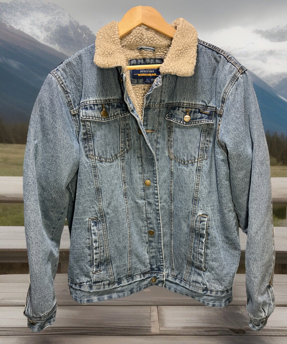Bass Creek Outfitters Workwear Men’s Large Denim Sherpa Lined Jean Jacket