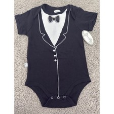 Frenchie Mini Couture Black Tuxedo Bodysuit Baby Boy 12-18 Months
