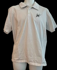 HUF Mens Large Solid White Polo Shirt Black Huf Embroidered Logo