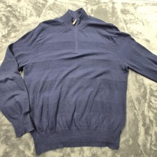 Brooks Brothers Sweater Mens Large Navy Cotton Cashmere Quarter Zip Pullover