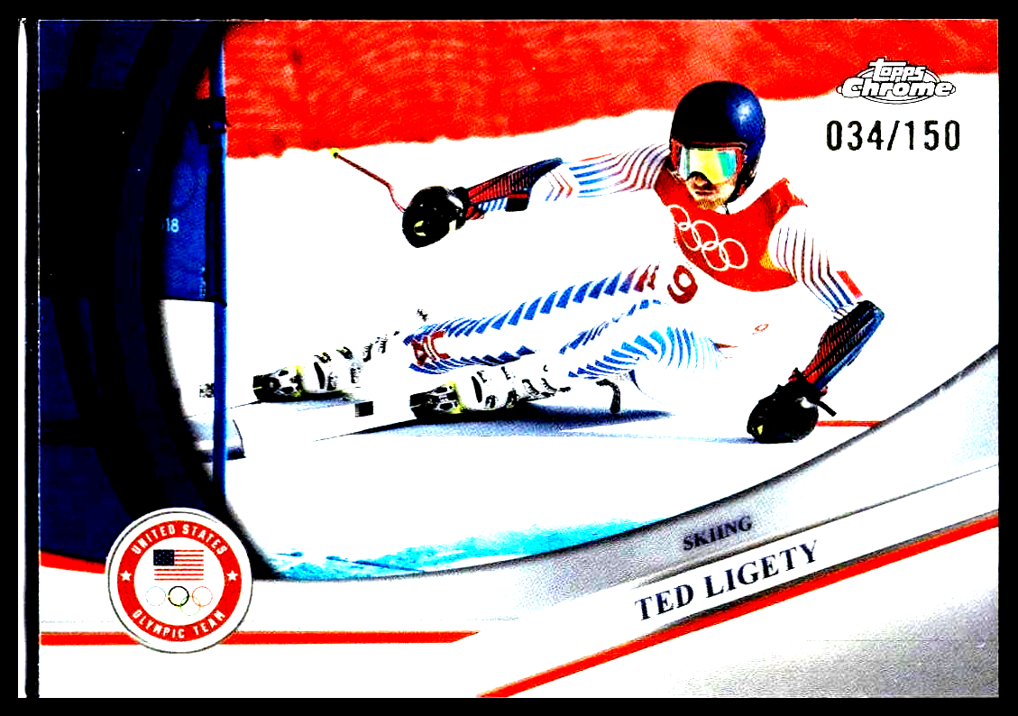 2026 Topps Chrome U.S. Winter Olympic #166 Ted Ligety Blue Refractor #/150
