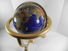 World Globe Blue Lapis Semi-Precious Inlays w...