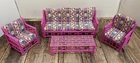 Vintage Beverly Hills Fashion Doll Barbie Multi Toy Corp Wicker Livingroom