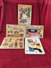 5 Vintage 1970's Wooden Puzzle Lot Complete Fisher Price 501 506 508 516  558