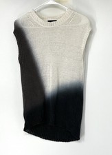 J crew open knit Linen tunic ombr  sweater top XXS Sleeveless White gray Blue