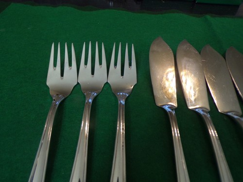 Bruckmann Modell KORNMUSTER Fischbesteck für 6 Personen 12 Teile Silber 90 TOP - Bild 2 von 6