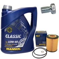 MotoröL Set 10W-40 5 Liter + ÖLfilter Sh 426 P + Schraube FüR Bmw 3Er 320I 323I