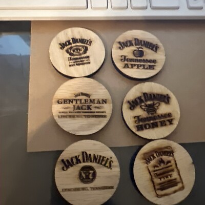 Jack Daniels SHOT GLASS COASTER OLD NO 7 - NEW! Made from Whiskey Barrel!
