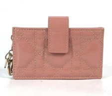 Christian Dior Authentic Lady Business Card Holder Pass Case Pink Patent Leather