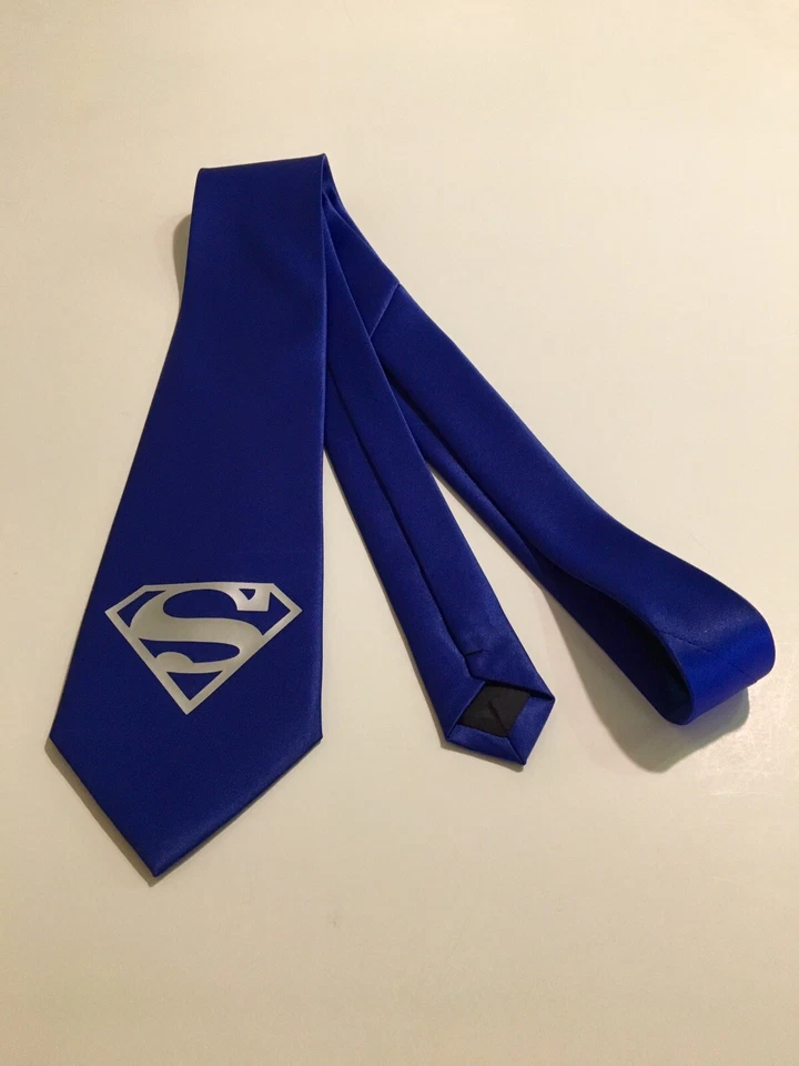 Superhero Necktie, Silver Logo, New - Image 4 of 4