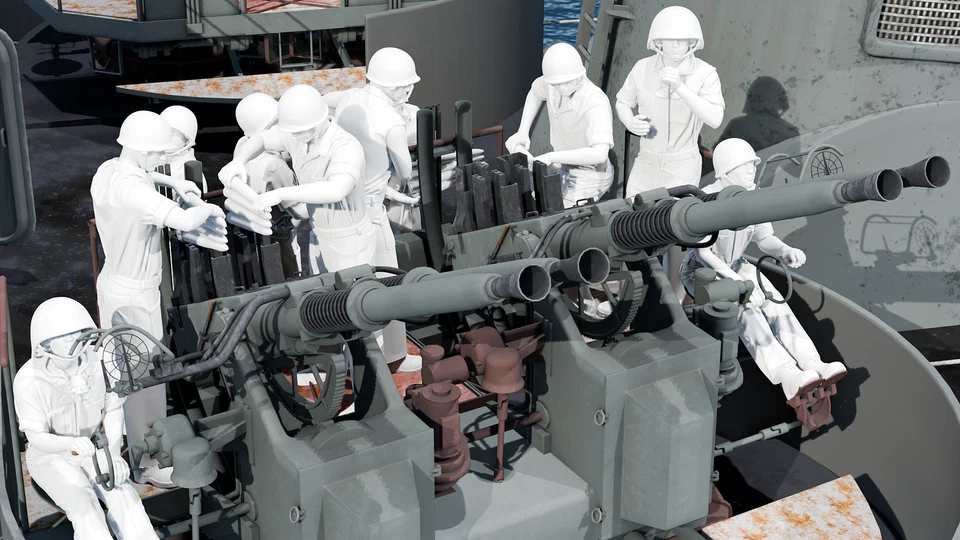 WWII US Navy - 40mm Quod Bofors Crew - 10 Figures - Set 1 - Image 2 of 4