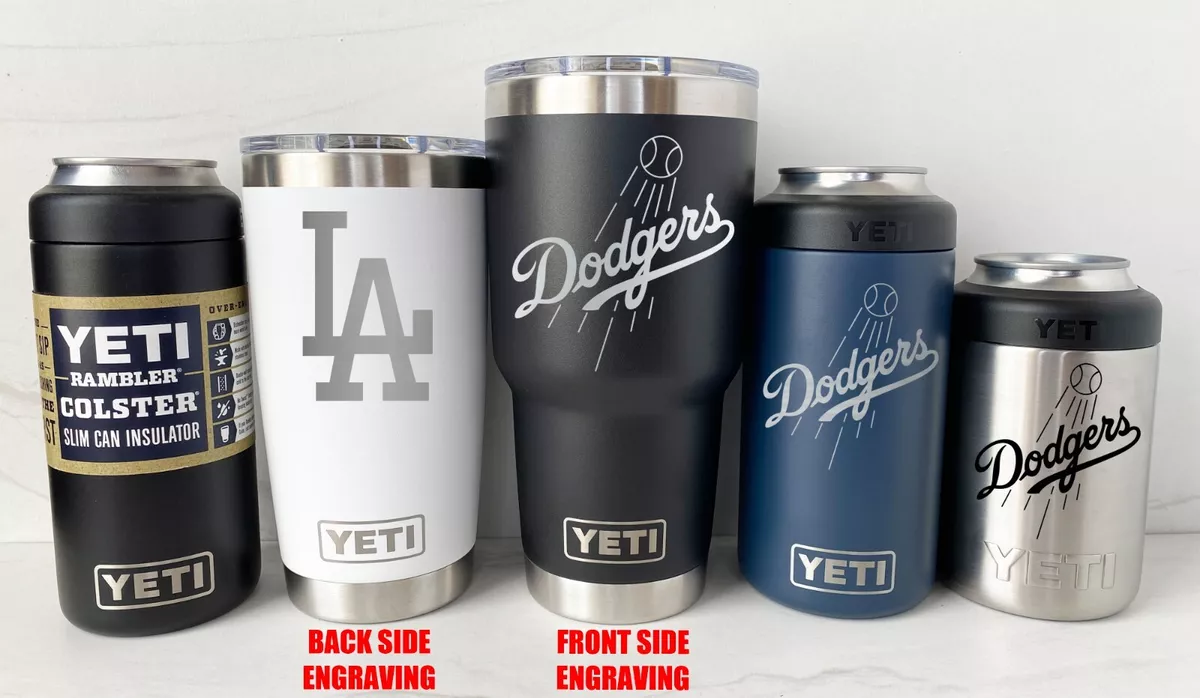 LA DODGERS YETI Laser Engraved Tumblers and Can Colsters, 2-Side Engraving