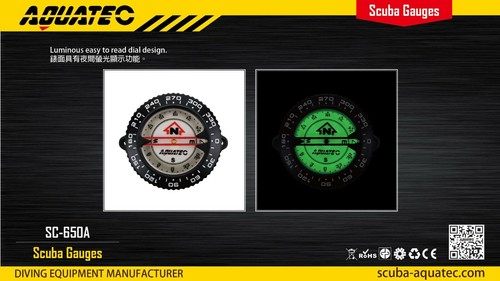 AQUATEC Scuba Dive Underwater Hose & Wrist Mount Compass Gauge SC-650A - Picture 11 of 12