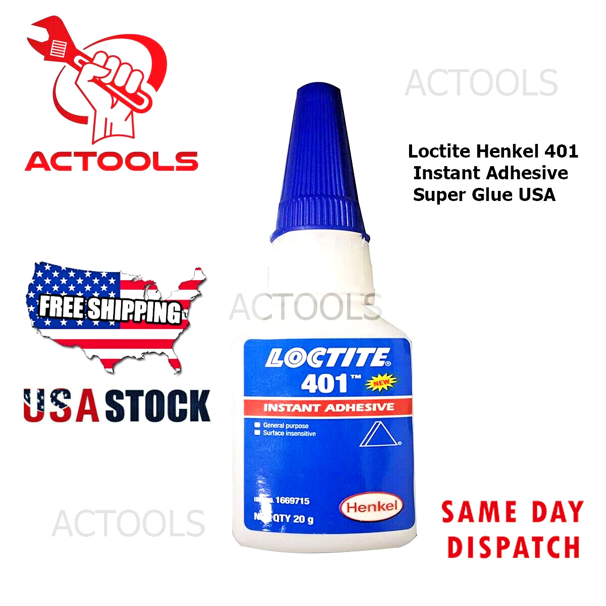 New Loctite Henkel 401 (20ml) Instant Adhesive Super Glue USA...