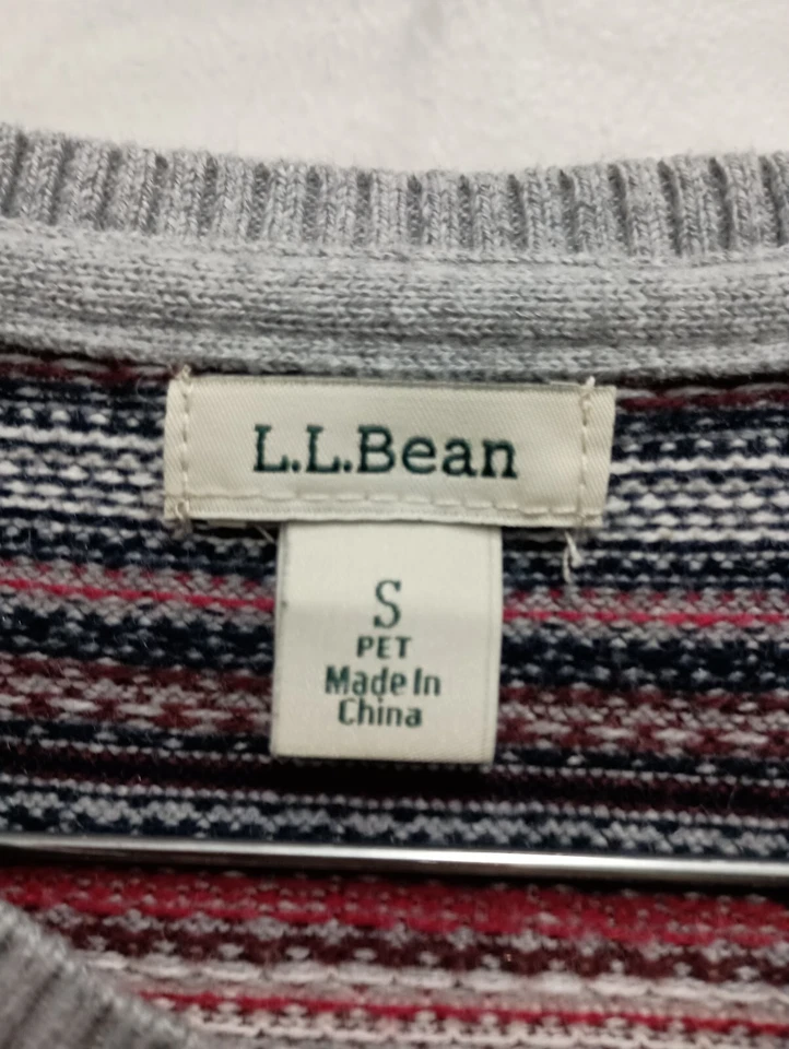L.L.Bean женщин Fair Isle кардиган размер маленький маленький серый в полоску шерсти кашемир - Изображение 4 из 4