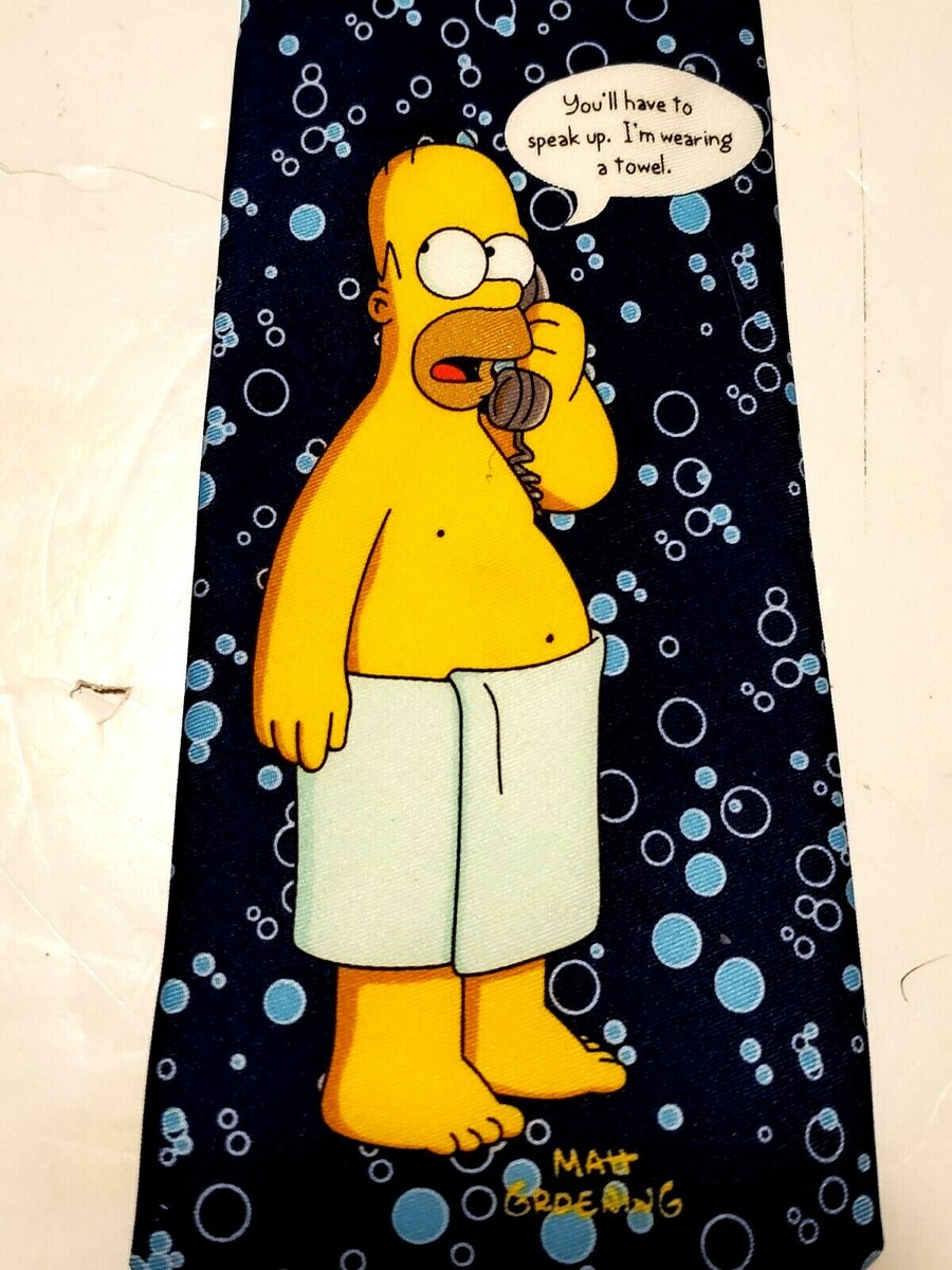 Homer Simpson Bath Towel Necktie Blue 