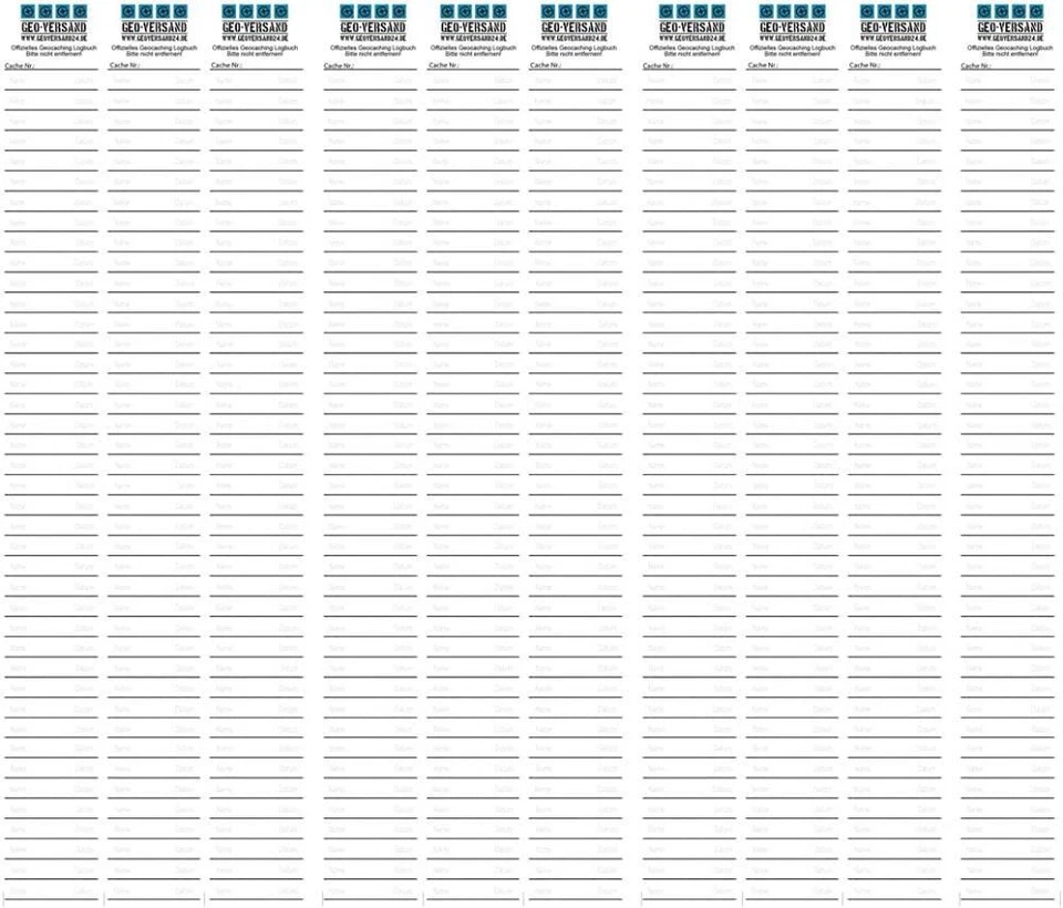 GEO-VERSAND 20 latas de película tiras de registro lata de película geocaching libro de registro Micro Logs Micro libros de registro