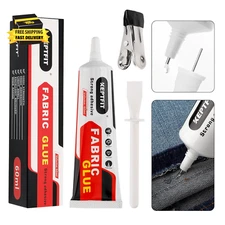 Fabric Glue, Permanent, Clear, 60 ML Washable Adhesive for Clothing, Patches, Le