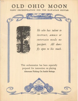 Old Ohio Moon Sheet Music Hawaiian Guitar Voice 1933 Robbins Alternate Picking
