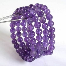 Wholesale 4 pcs 8mm A grade Amenthyst round gemstone beads stretchable bracelet