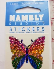 Hambly Vintage Prismatic Rainbow Butterfly Sealed Stickers
