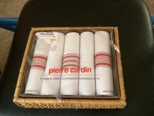 Pierre Cardin 5 Handkerchief Men's Cotton New Sealed Christmas Gift Stocking